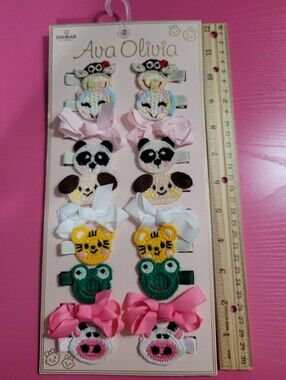 Ava Olivia Kids Animal Crochet Hair Clips  Ten Sets (1207)